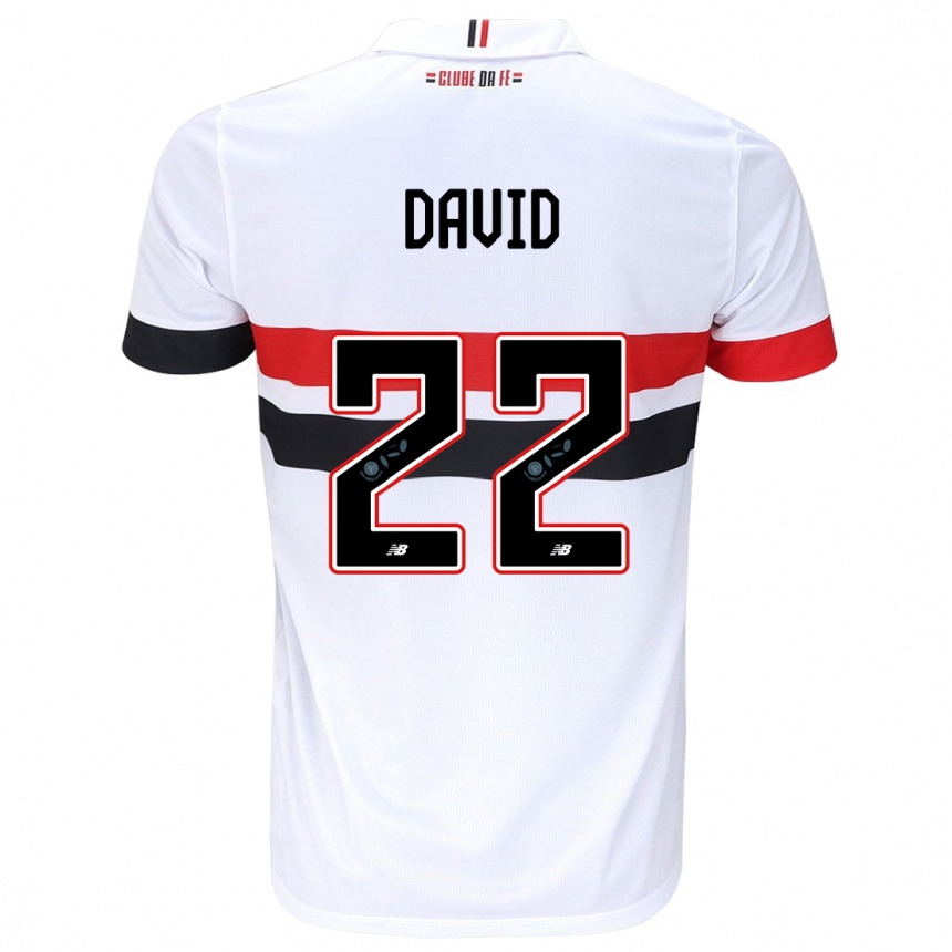 Kids Football David #22 White Red Black Home Jersey 2024/25 T-Shirt