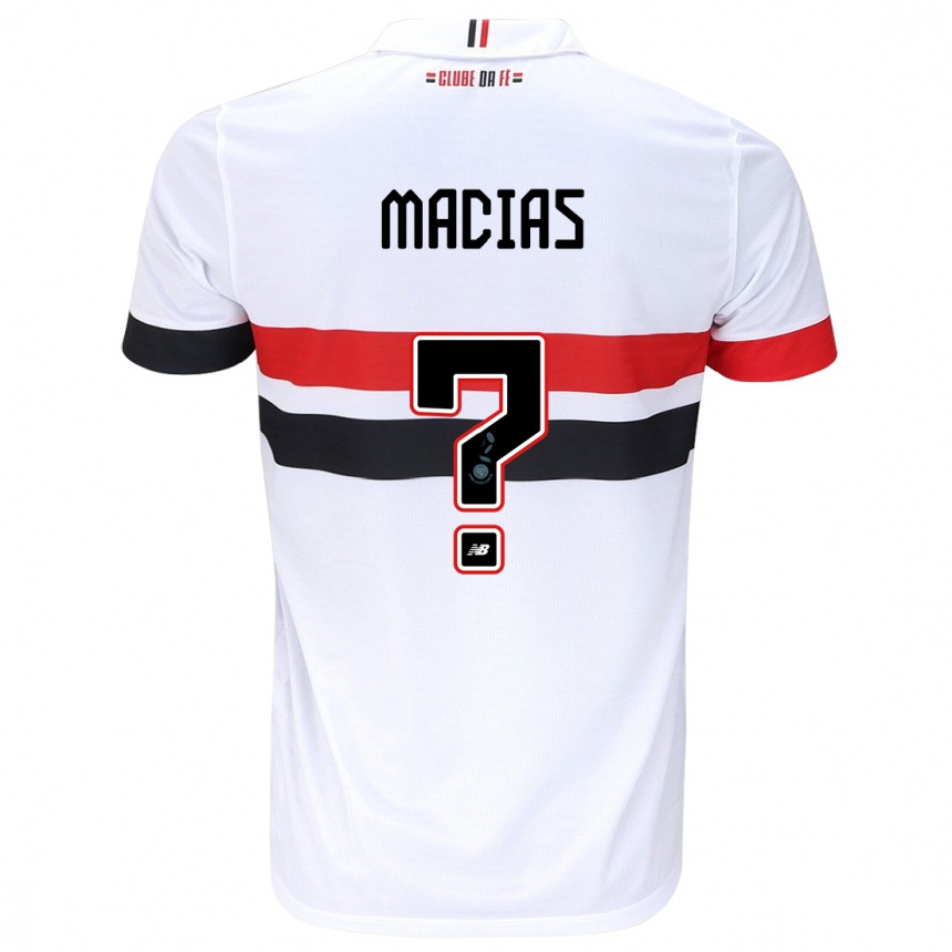 Kids Football Juan Macías #0 White Red Black Home Jersey 2024/25 T-Shirt