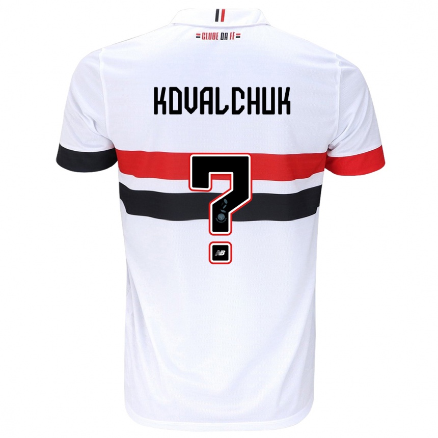 Kids Football Filipp Kovalchuk #0 White Red Black Home Jersey 2024/25 T-Shirt