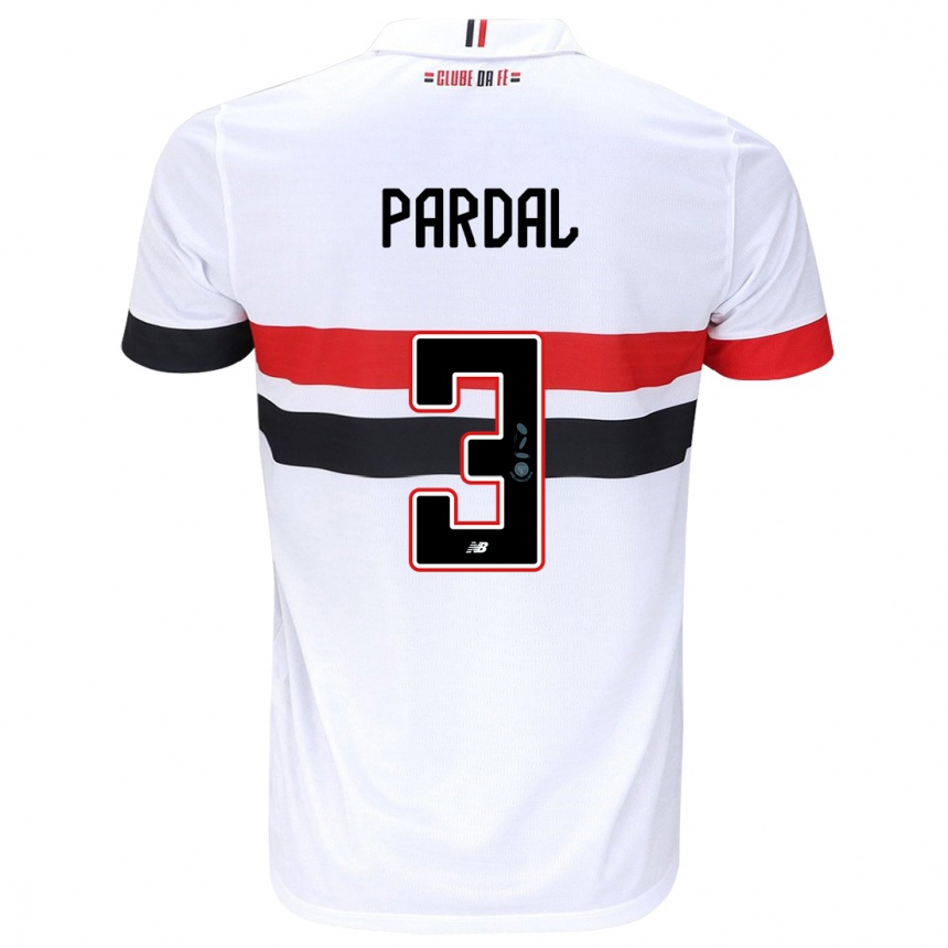 Kids Football Pardal #3 White Red Black Home Jersey 2024/25 T-Shirt