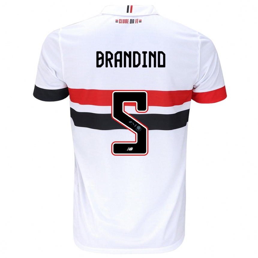 Kids Football Kika Brandino #5 White Red Black Home Jersey 2024/25 T-Shirt