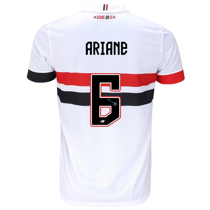 Kids Football Ariane #6 White Red Black Home Jersey 2024/25 T-Shirt