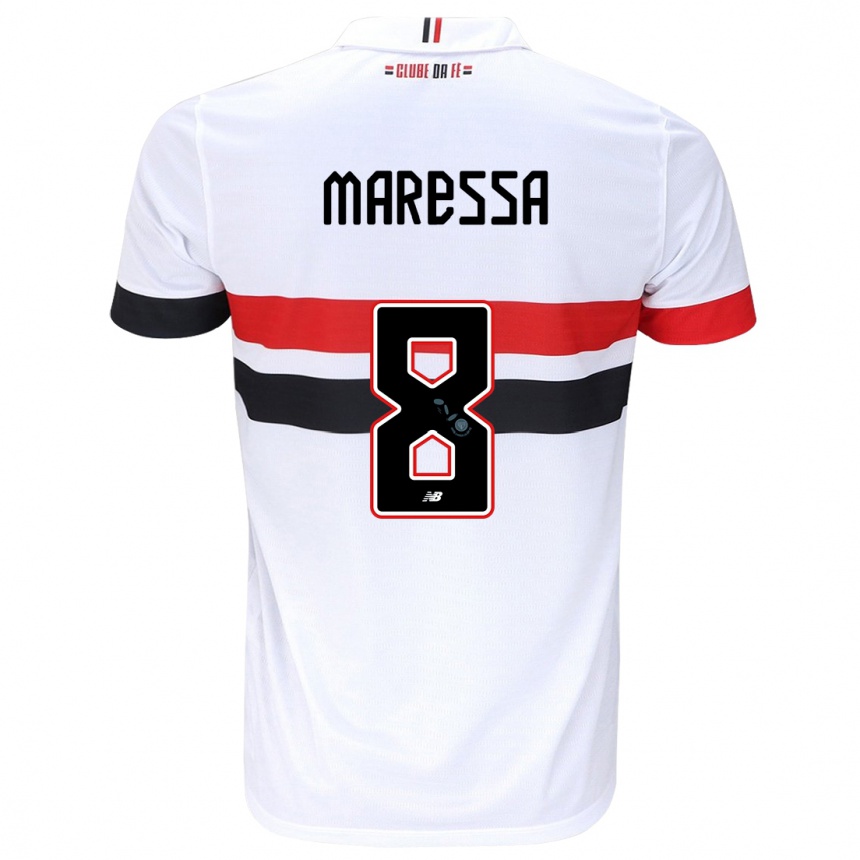 Kids Football Maressa #8 White Red Black Home Jersey 2024/25 T-Shirt