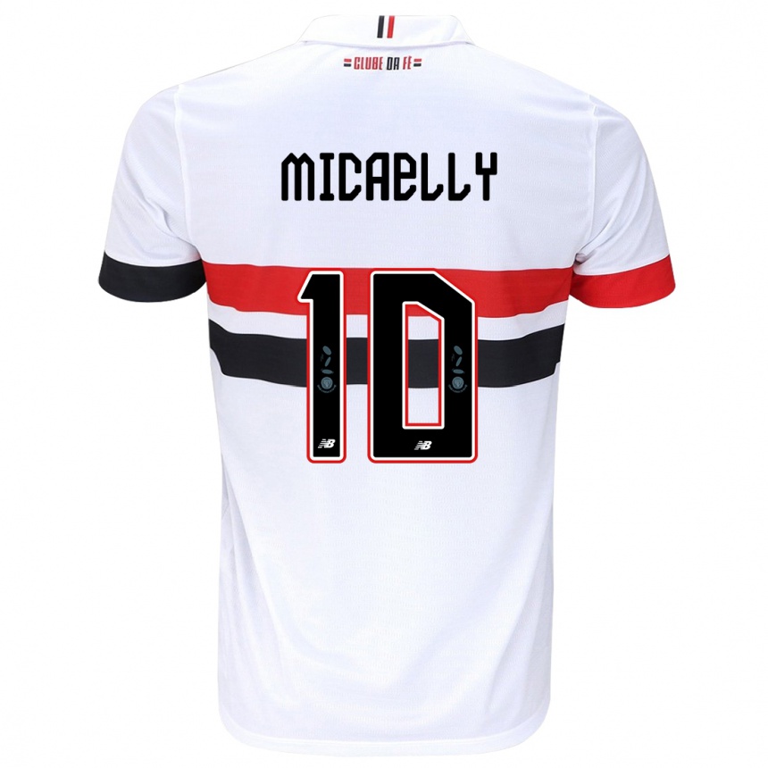 Kids Football Micaelly #10 White Red Black Home Jersey 2024/25 T-Shirt