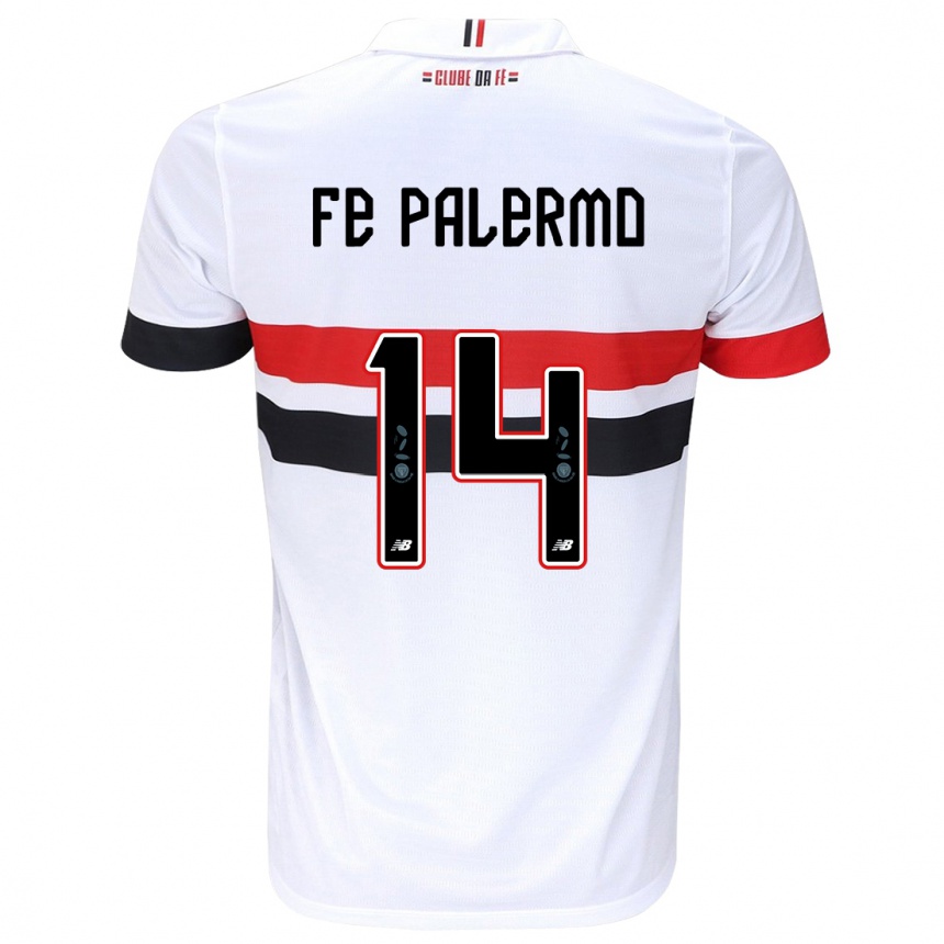 Kids Football Fe Palermo #14 White Red Black Home Jersey 2024/25 T-Shirt