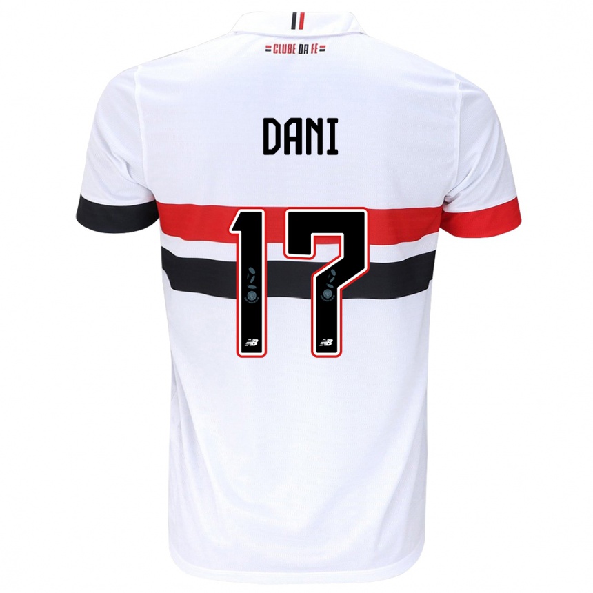 Kids Football Dani #17 White Red Black Home Jersey 2024/25 T-Shirt