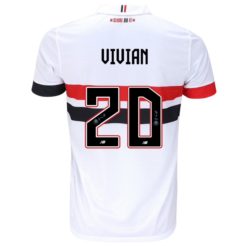 Kids Football Vivian #20 White Red Black Home Jersey 2024/25 T-Shirt