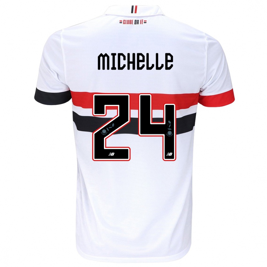 Kids Football Michelle #24 White Red Black Home Jersey 2024/25 T-Shirt