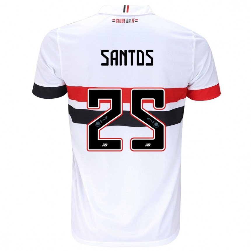 Kids Football Mariana Santos #25 White Red Black Home Jersey 2024/25 T-Shirt