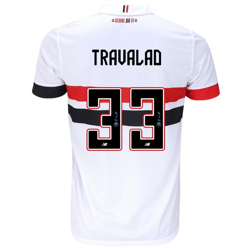 Kids Football Rafa Travalão #33 White Red Black Home Jersey 2024/25 T-Shirt