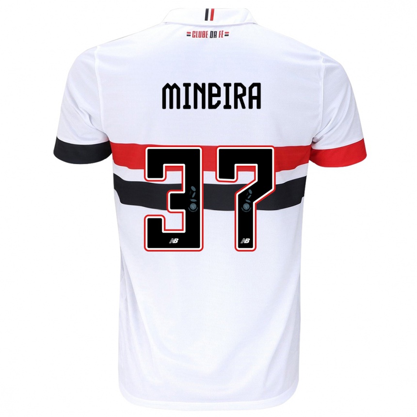 Kids Football Rafa Mineira #37 White Red Black Home Jersey 2024/25 T-Shirt