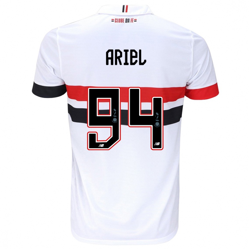 Kids Football Ariel #94 White Red Black Home Jersey 2024/25 T-Shirt