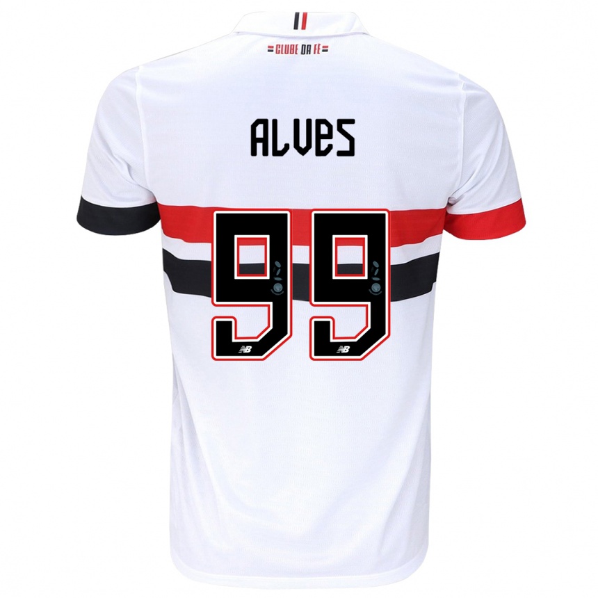 Kids Football Letícia Alves #99 White Red Black Home Jersey 2024/25 T-Shirt