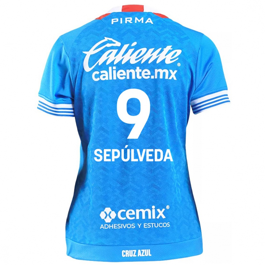 Kids Football Ángel Sepúlveda #9 Sky Blue Home Jersey 2024/25 T-Shirt