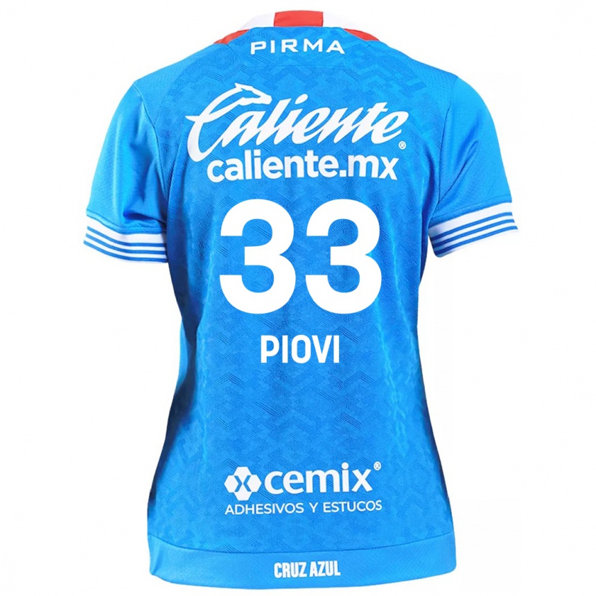 Kids Football Gonzalo Piovi #33 Sky Blue Home Jersey 2024/25 T-Shirt