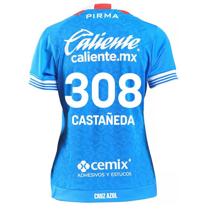 Kids Football Emiliano Castañeda #308 Sky Blue Home Jersey 2024/25 T-Shirt