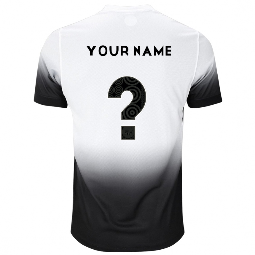 Kids Football Your Name #0 White Black Home Jersey 2024/25 T-Shirt