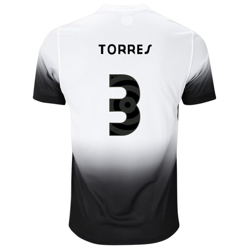 Kids Football Félix Torres #3 White Black Home Jersey 2024/25 T-Shirt