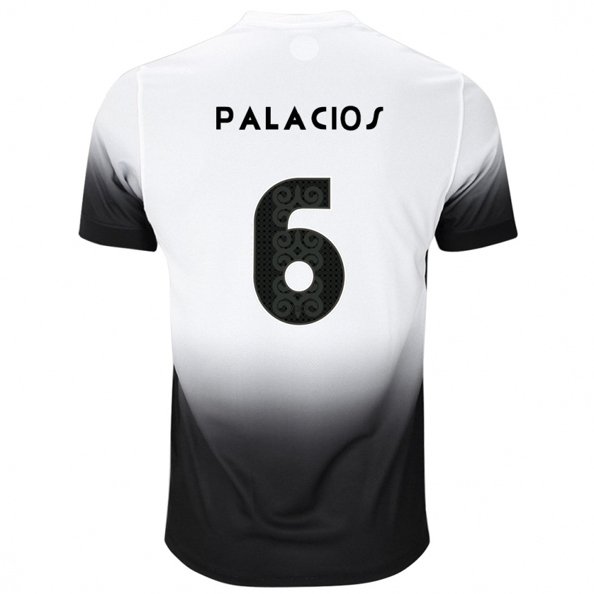 Kids Football Diego Palacios #6 White Black Home Jersey 2024/25 T-Shirt