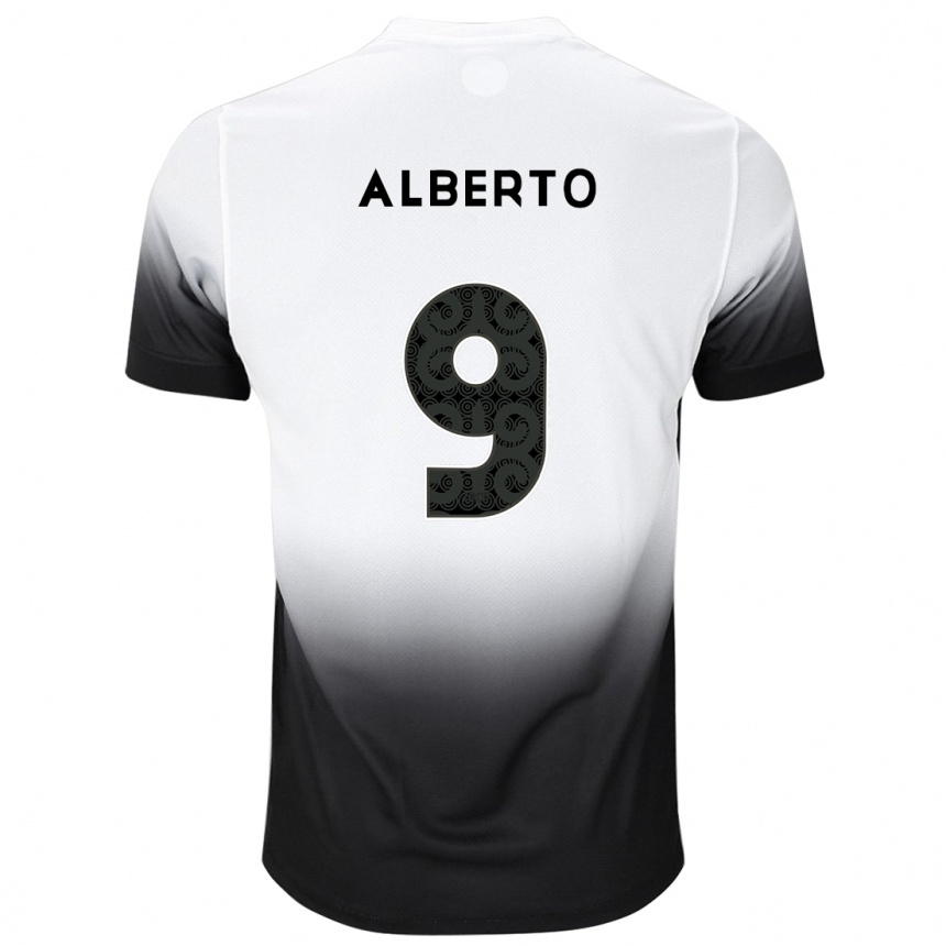 Kids Football Yuri Alberto #9 White Black Home Jersey 2024/25 T-Shirt