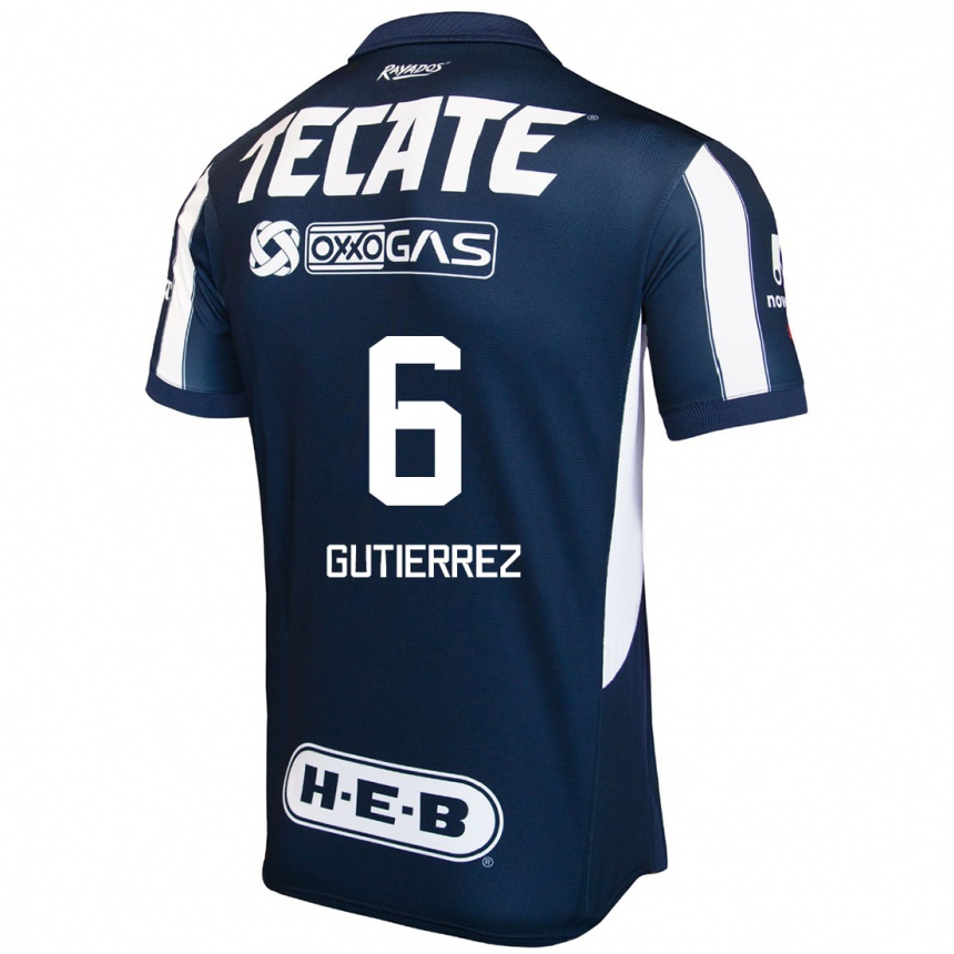 Kids Football Édson Gutiérrez #6 Blue Red White Home Jersey 2024/25 T-Shirt