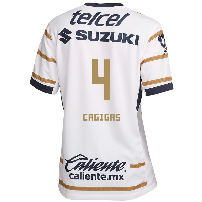 Kids Football Deneva Cagigas #4 White Obsidian Home Jersey 2024/25 T-Shirt