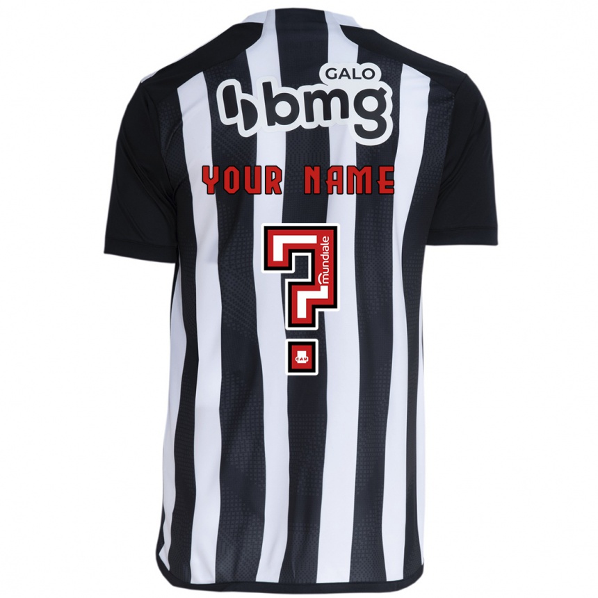 Kids Football Your Name #0 White Black Home Jersey 2024/25 T-Shirt