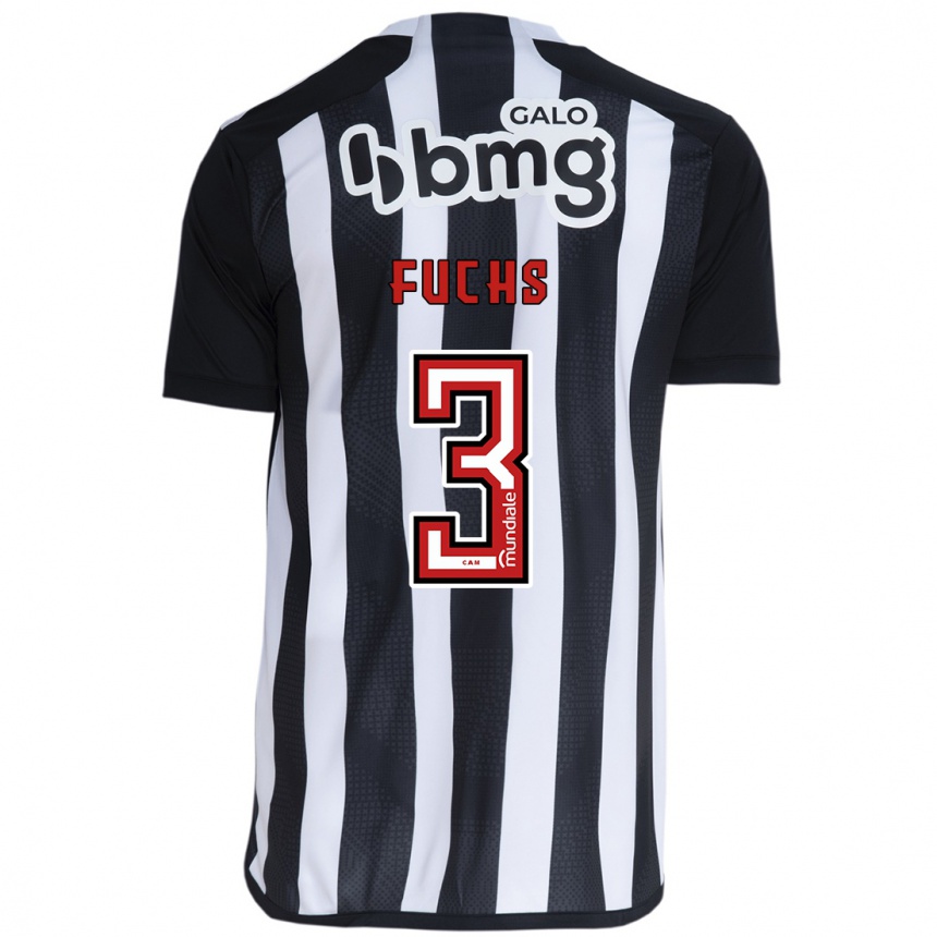 Kids Football Bruno Fuchs #3 White Black Home Jersey 2024/25 T-Shirt