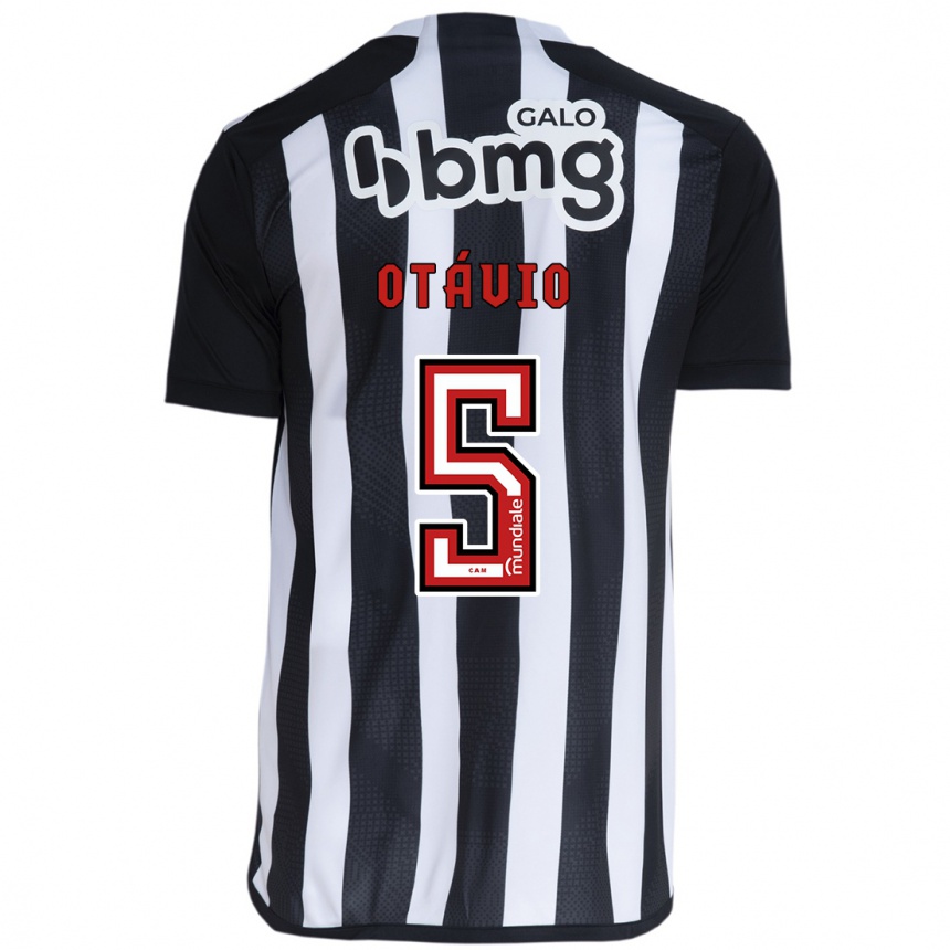 Kids Football Otávio #5 White Black Home Jersey 2024/25 T-Shirt