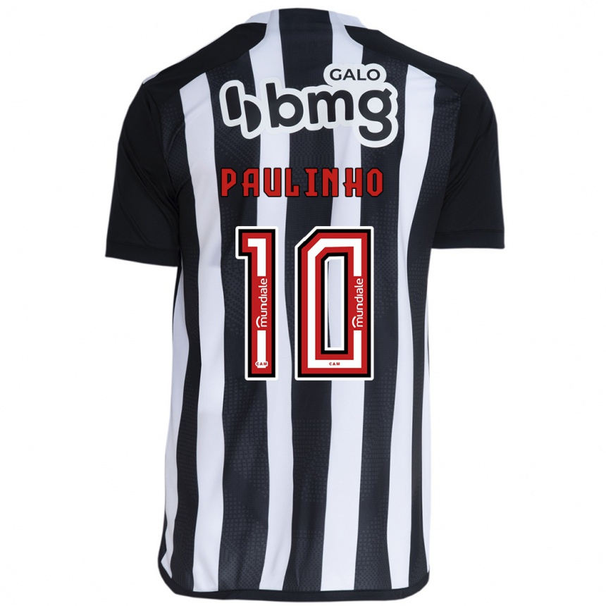 Kids Football Paulinho #10 White Black Home Jersey 2024/25 T-Shirt