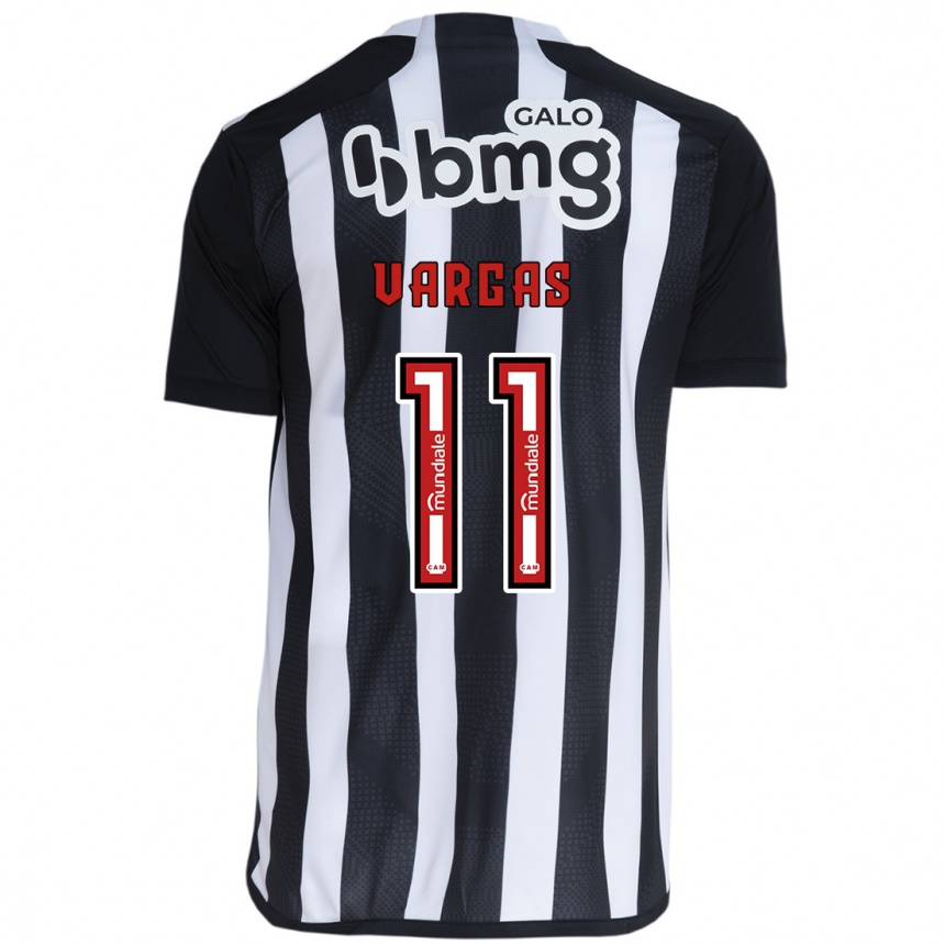 Kids Football Eduardo Vargas #11 White Black Home Jersey 2024/25 T-Shirt