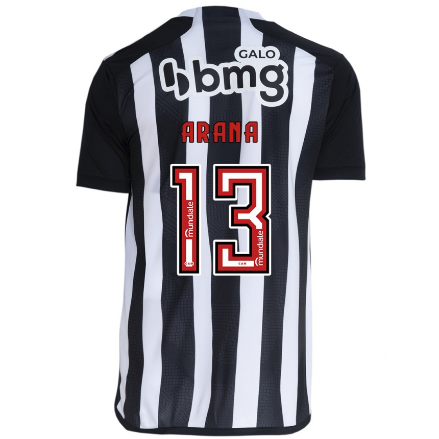 Kids Football Guilherme Arana #13 White Black Home Jersey 2024/25 T-Shirt