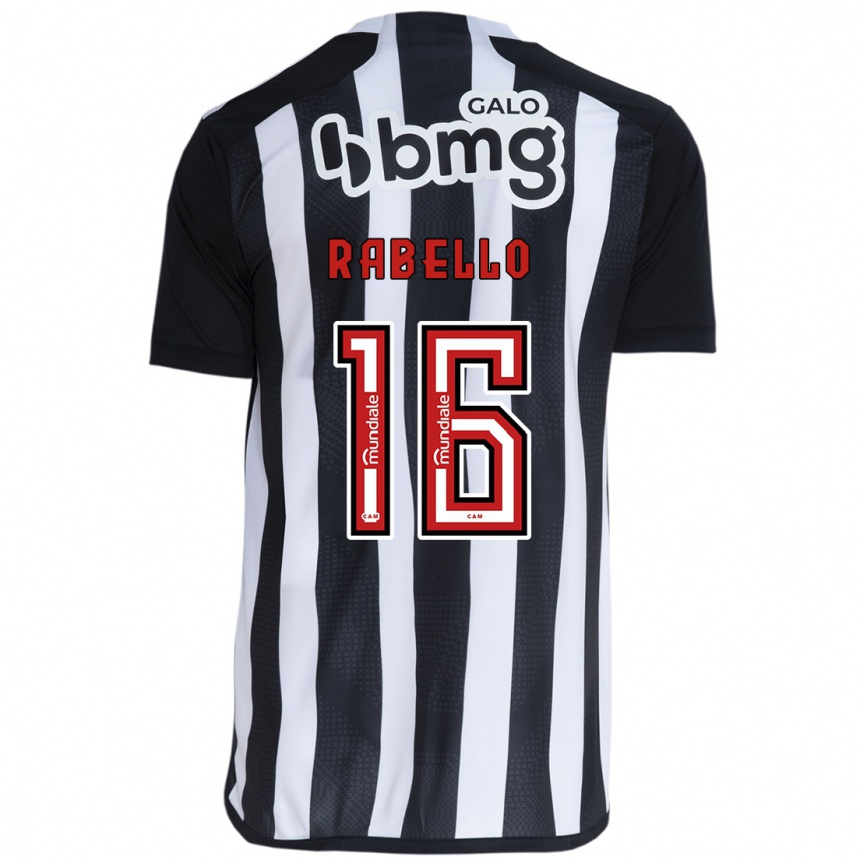 Kids Football Igor Rabello #16 White Black Home Jersey 2024/25 T-Shirt