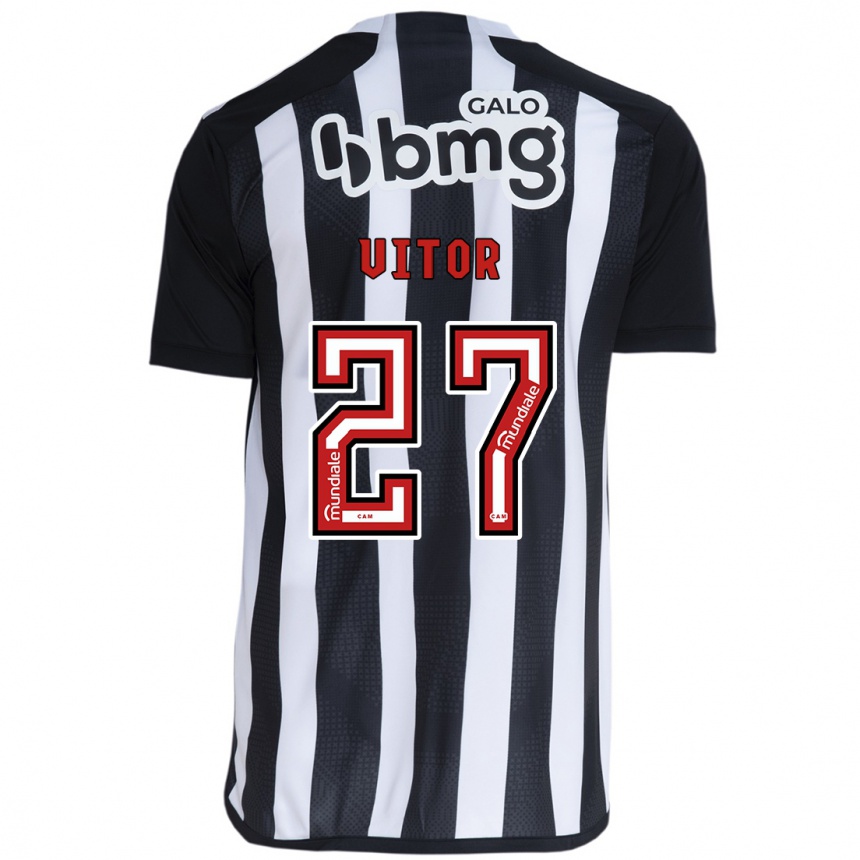 Kids Football Paulo Vitor #27 White Black Home Jersey 2024/25 T-Shirt