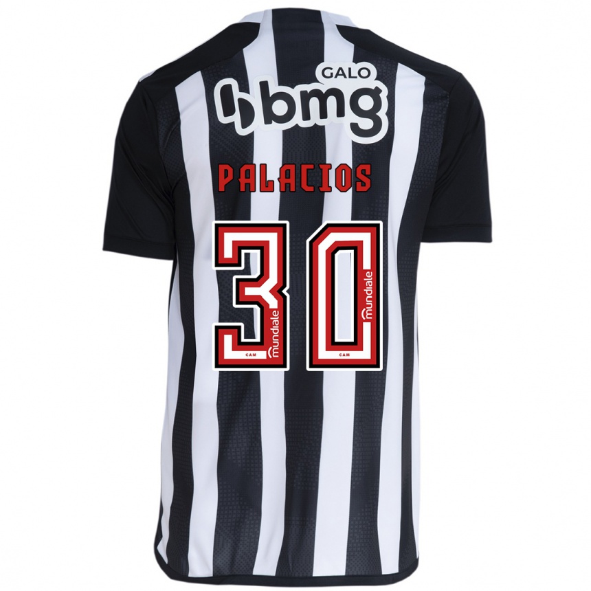 Kids Football Brahian Palacios #30 White Black Home Jersey 2024/25 T-Shirt