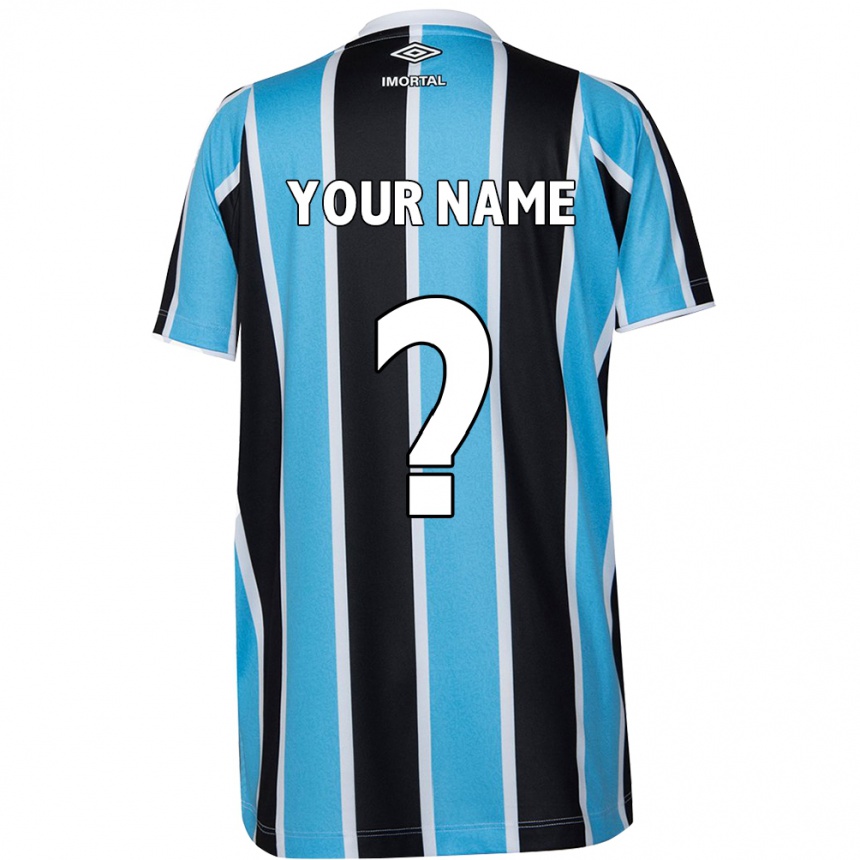 Kids Football Your Name #0 Blue Black White Home Jersey 2024/25 T-Shirt