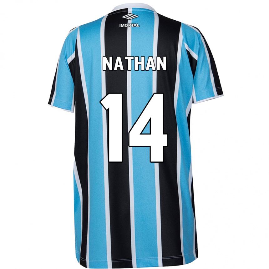 Kids Football Nathan #14 Blue Black White Home Jersey 2024/25 T-Shirt