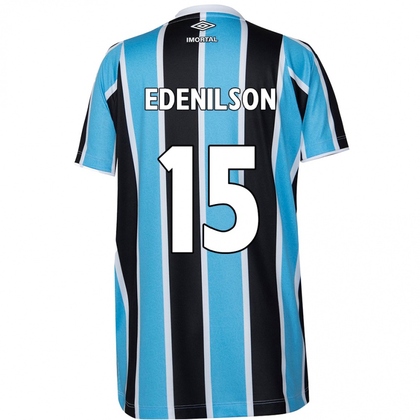 Kids Football Edenilson #15 Blue Black White Home Jersey 2024/25 T-Shirt