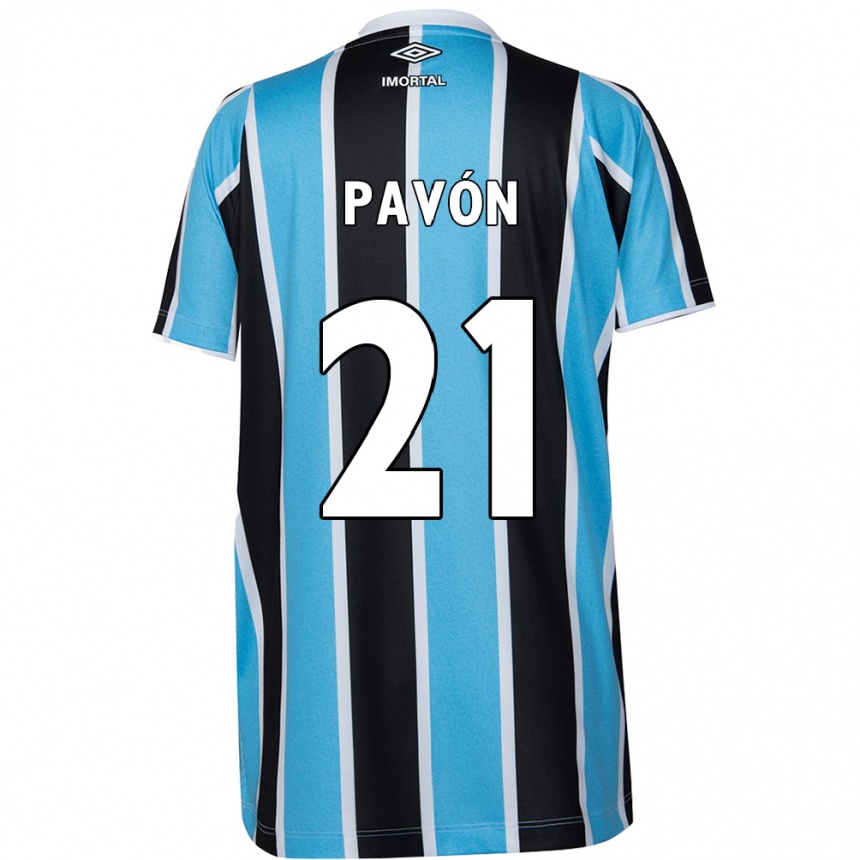 Kids Football Cristian Pavón #21 Blue Black White Home Jersey 2024/25 T-Shirt