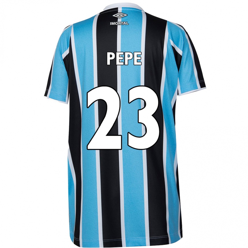 Kids Football Pepê #23 Blue Black White Home Jersey 2024/25 T-Shirt