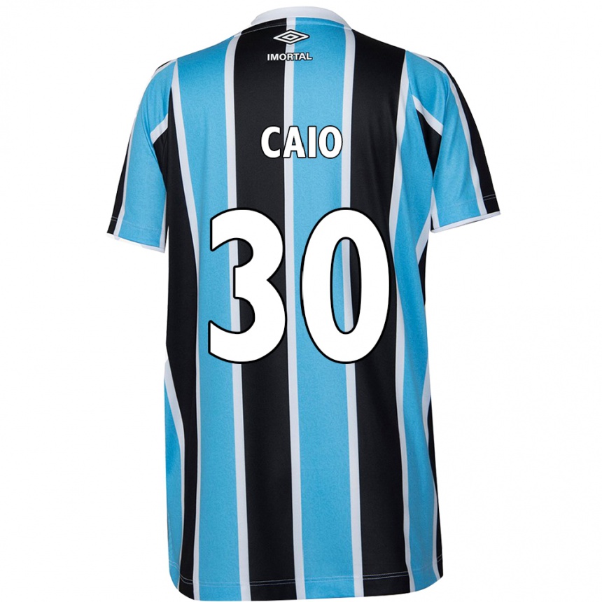 Kids Football Rodrigo Caio #30 Blue Black White Home Jersey 2024/25 T-Shirt