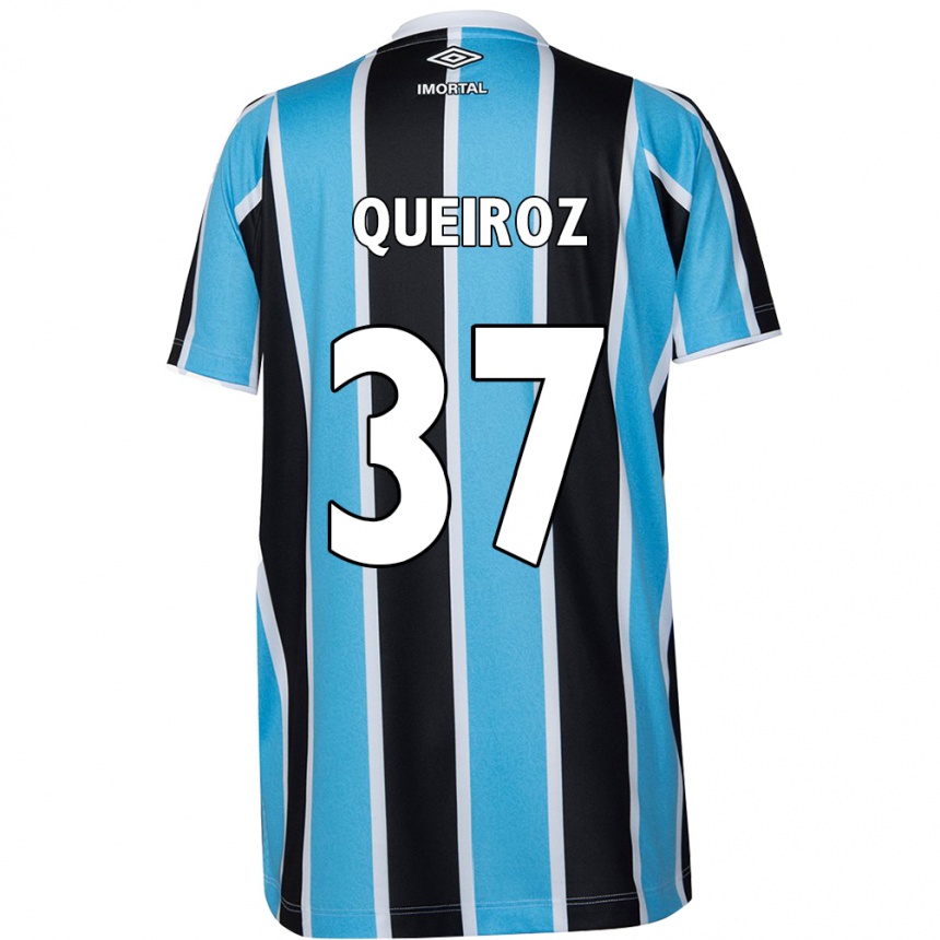 Kids Football Du Queiroz #37 Blue Black White Home Jersey 2024/25 T-Shirt