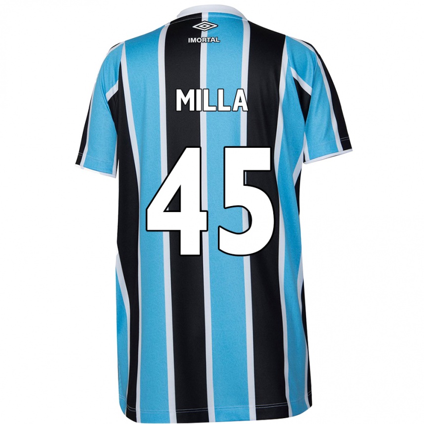 Kids Football Lucas Milla #45 Blue Black White Home Jersey 2024/25 T-Shirt