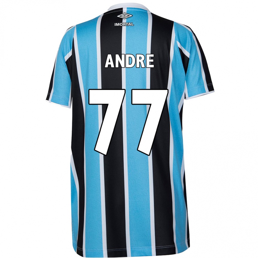 Kids Football André #77 Blue Black White Home Jersey 2024/25 T-Shirt