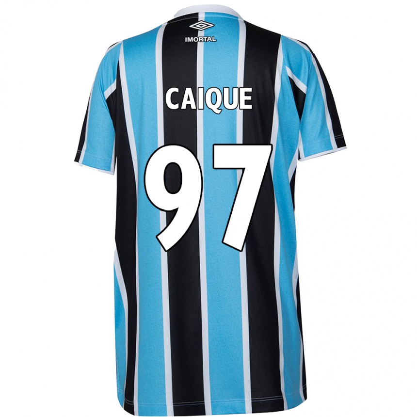 Kids Football Caíque #97 Blue Black White Home Jersey 2024/25 T-Shirt