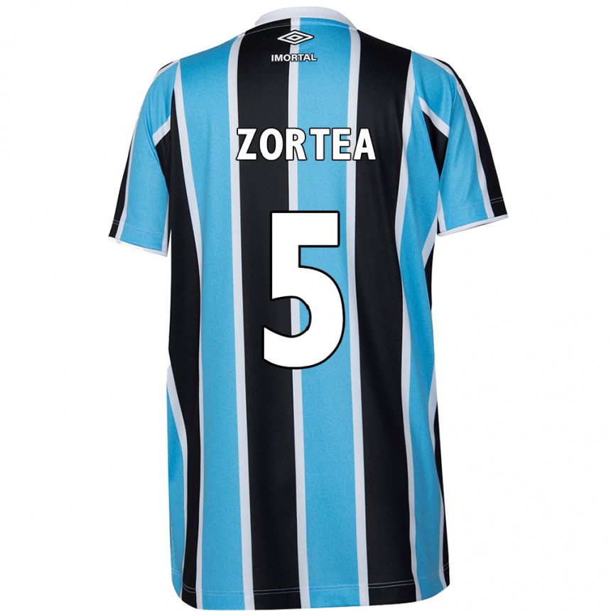 Kids Football Bernardo Zortea #5 Blue Black White Home Jersey 2024/25 T-Shirt