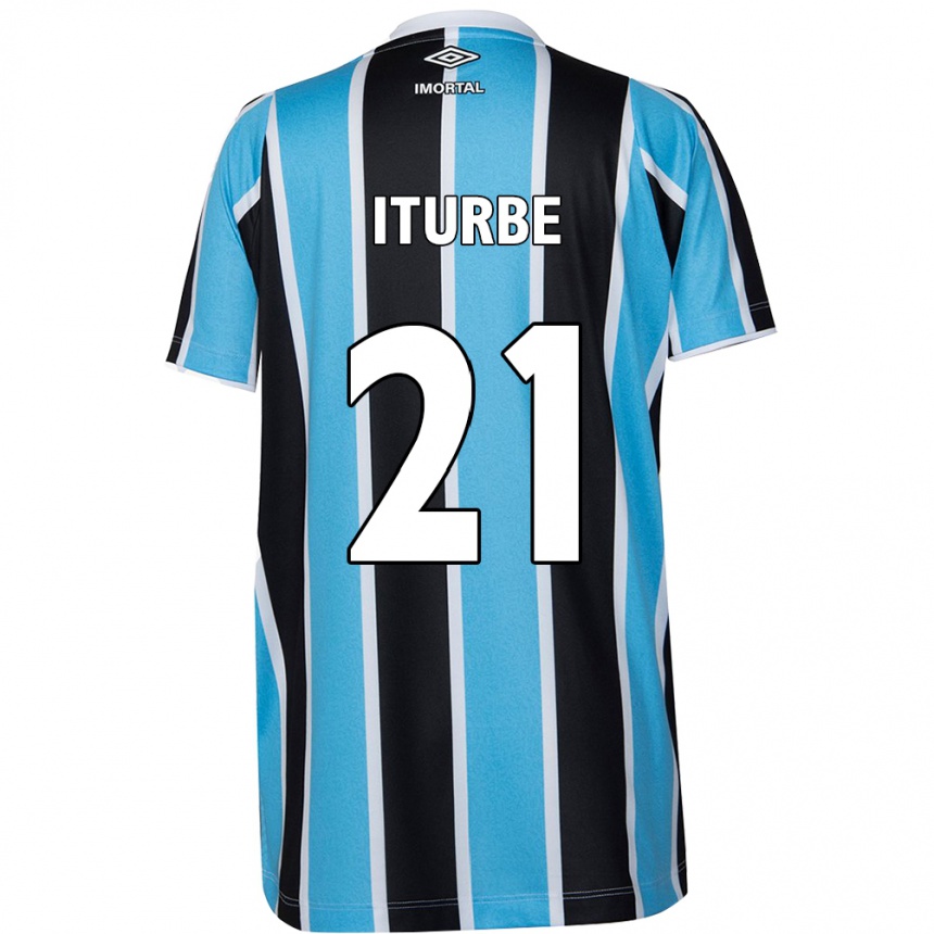 Kids Football Juan Iturbe #21 Blue Black White Home Jersey 2024/25 T-Shirt