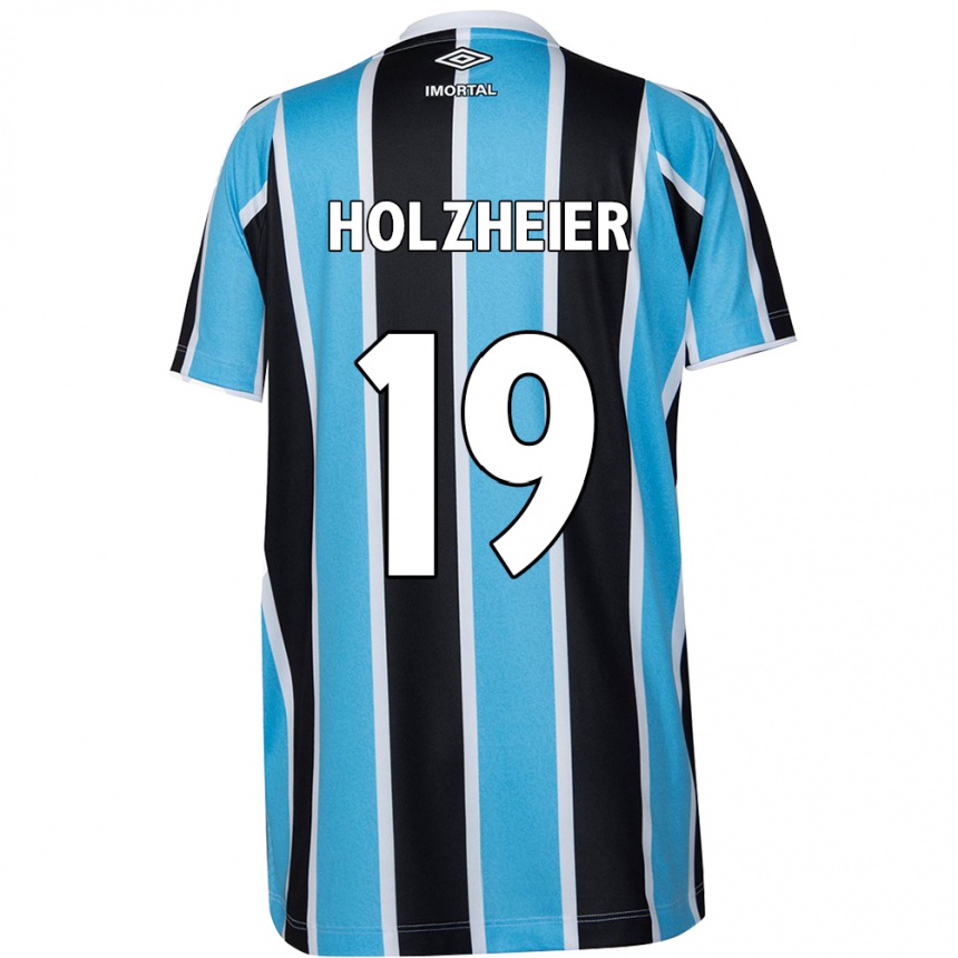 Kids Football Agostina Holzheier #19 Blue Black White Home Jersey 2024/25 T-Shirt