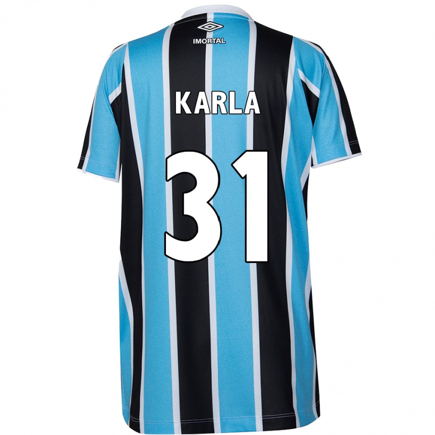 Kids Football Emmily Karla #31 Blue Black White Home Jersey 2024/25 T-Shirt