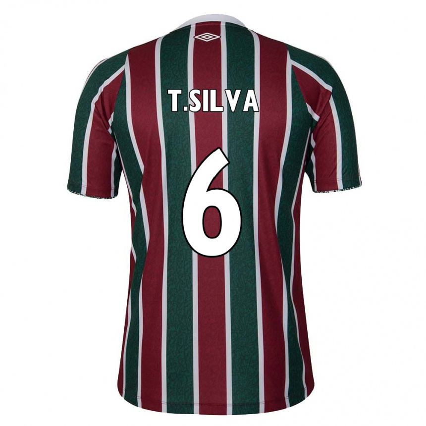 Kids Football Thiago Silva #6 Green Maroon White Home Jersey 2024/25 T-Shirt